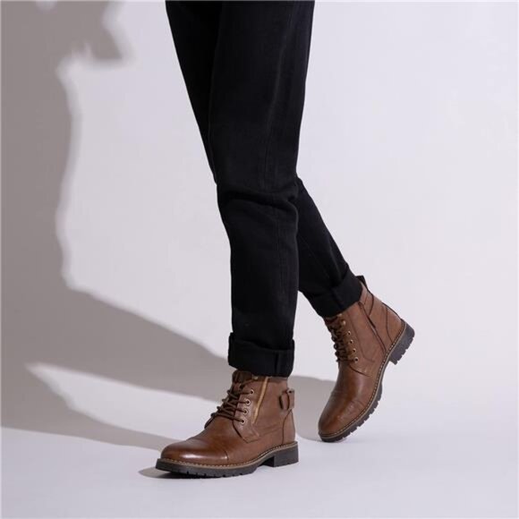 Vostey Men's Boots Boots for Men Casual Boots Motorcycle Combat Ankle Dress - Picture 6 of 7